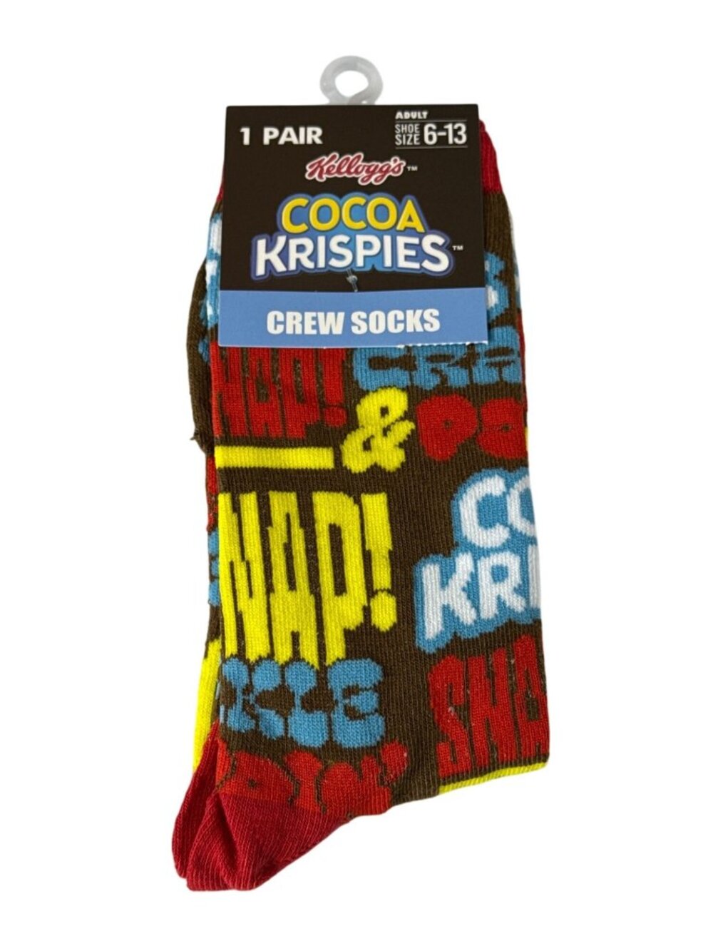 Chocolate Rice Cereal Crew Socks Mens 6-13 Breakfast Novelty NWT